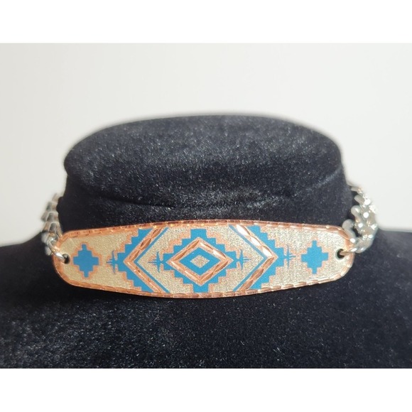 Handmade Boho Copper Bracelet, Diamond Cut Navajo‎ Native Design - Picture 6 of 8